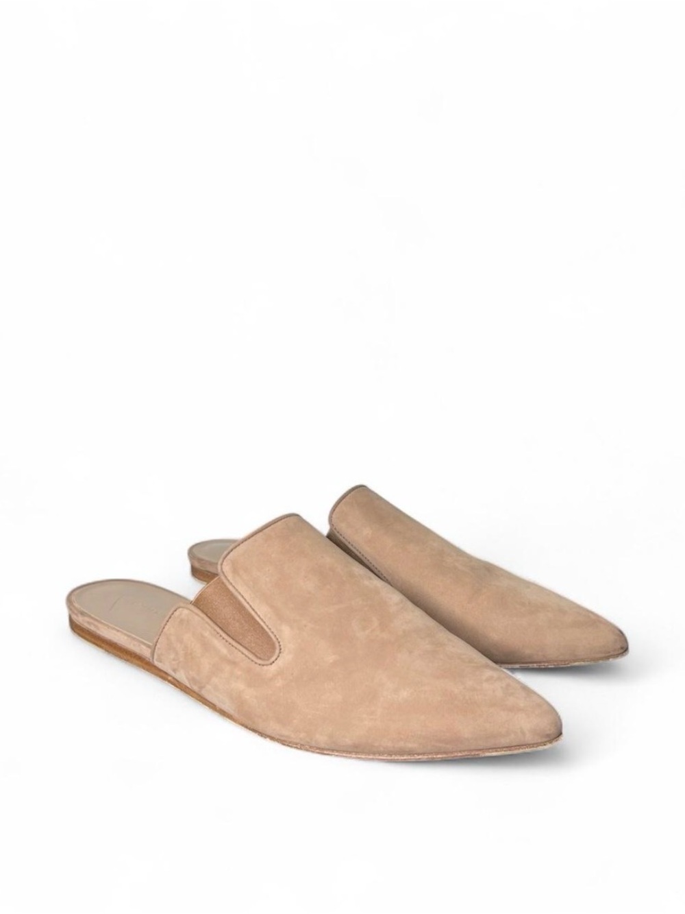 Jenni Kayne Oiled Leather Point Toe Slip On Mules in Taupe EU 41 Quiet Luxury